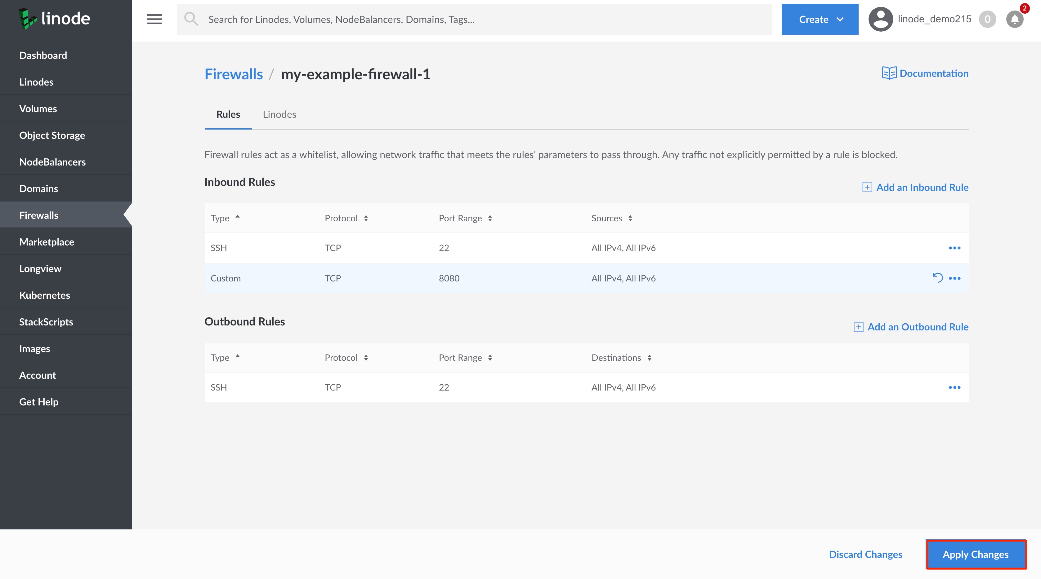 Apply your edit rule changes to the Firewall.