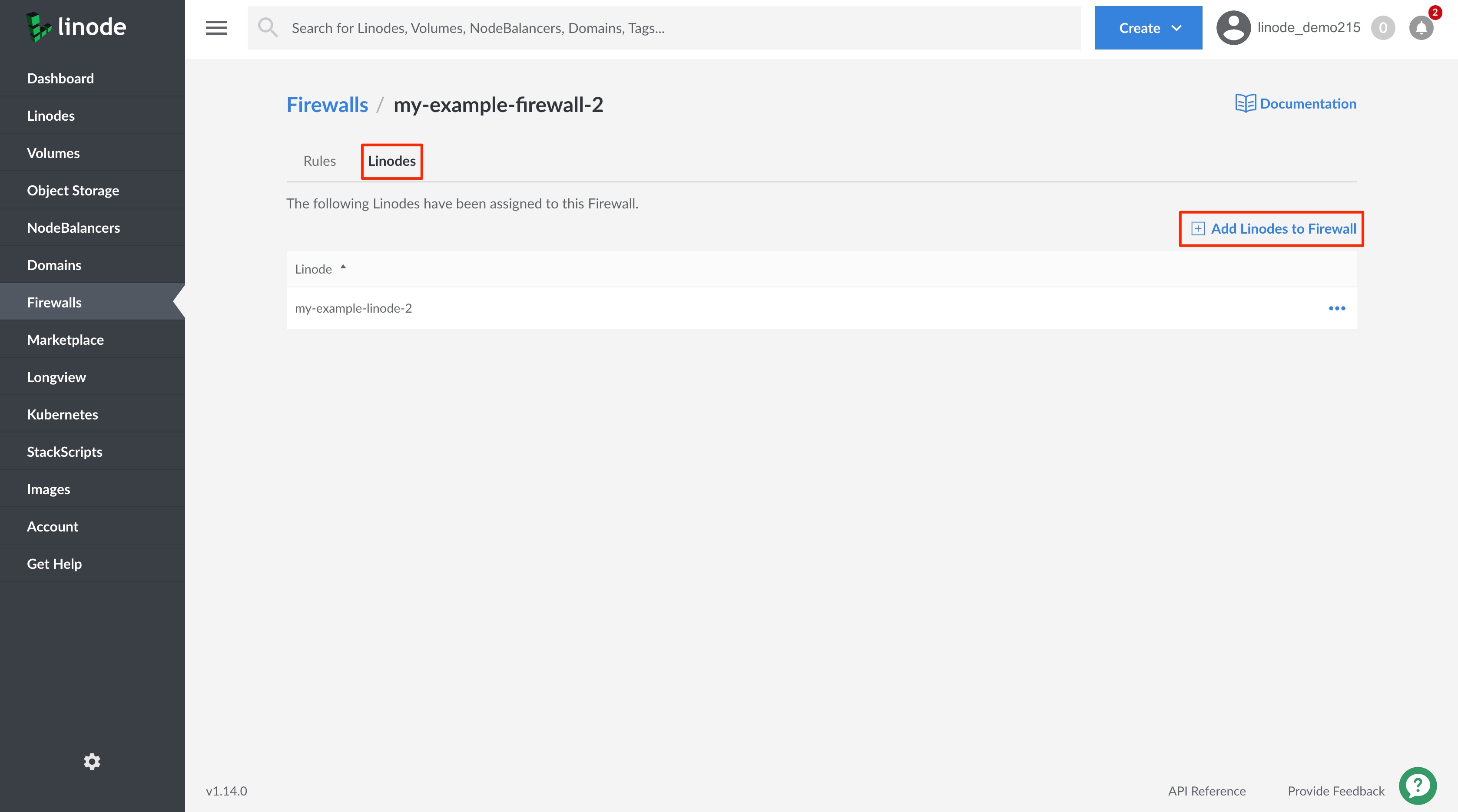 Assign a Cloud Firewall to a Linode service.