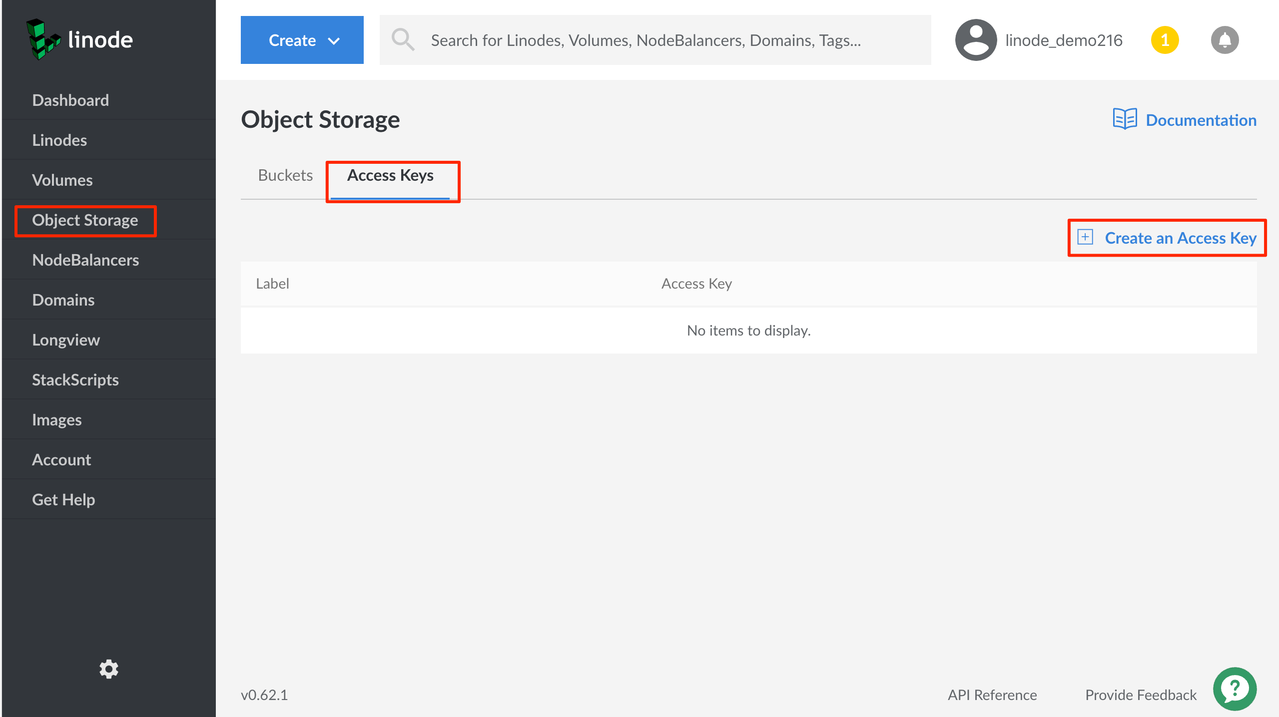 Click the 'Access Keys' tab.